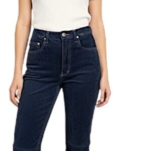 Vintage 80s 90s Wash & Wear genuine suede dark blue high rise slim fit pants 24